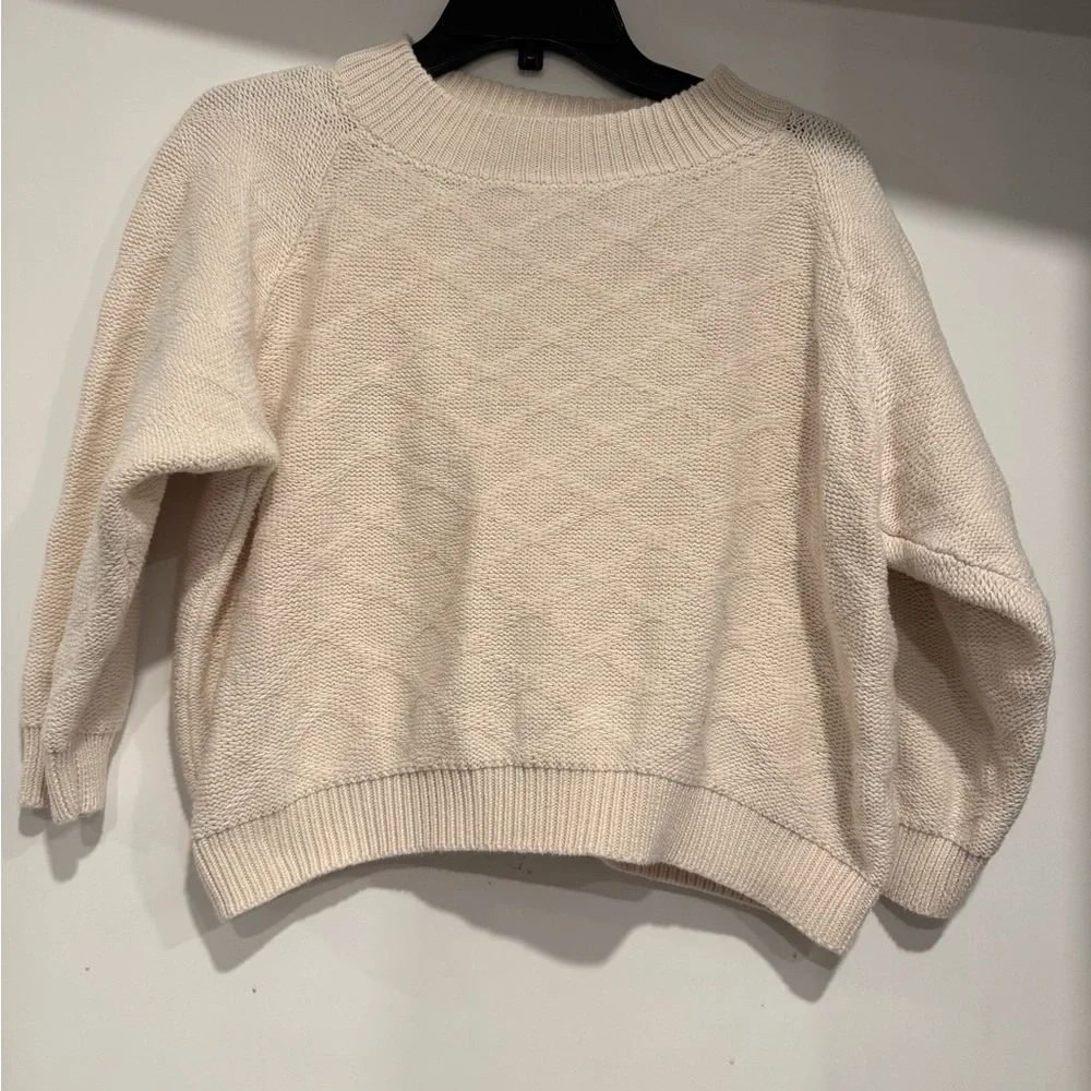 Wol Hide Diamond Stitch Textured Organic Cotton Sweater Size S/M